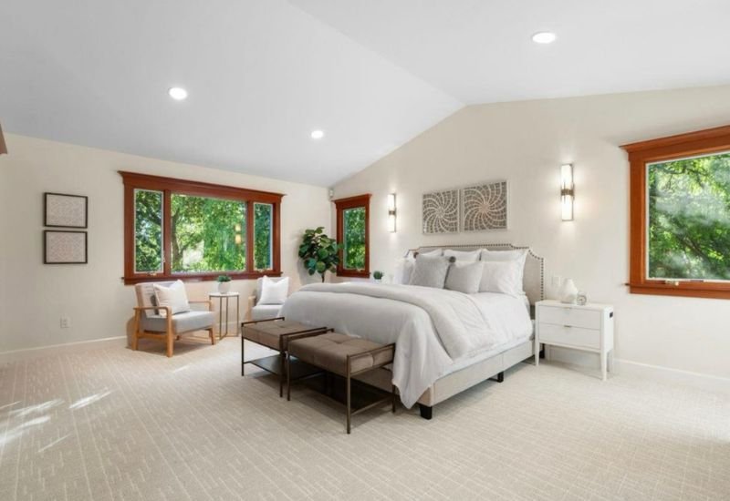 Custom store carpet in a three-bedroom house in Santa Cruz, CA